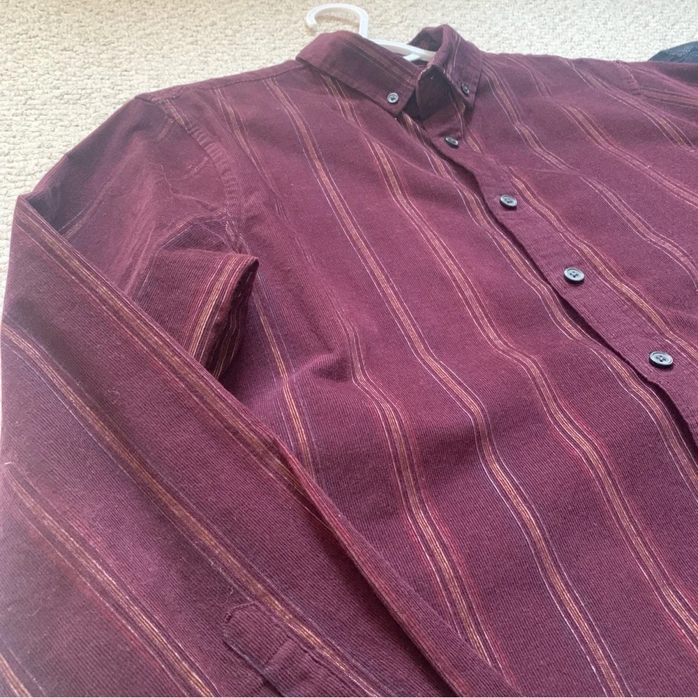 Two Corduroy Express Button-Down Shirts - Burgundy and Black - Picture 2 of 8